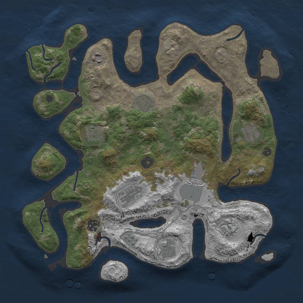 Rust Map: Procedural Map, Size: 3700, Seed: 1477932418, 19 Monuments