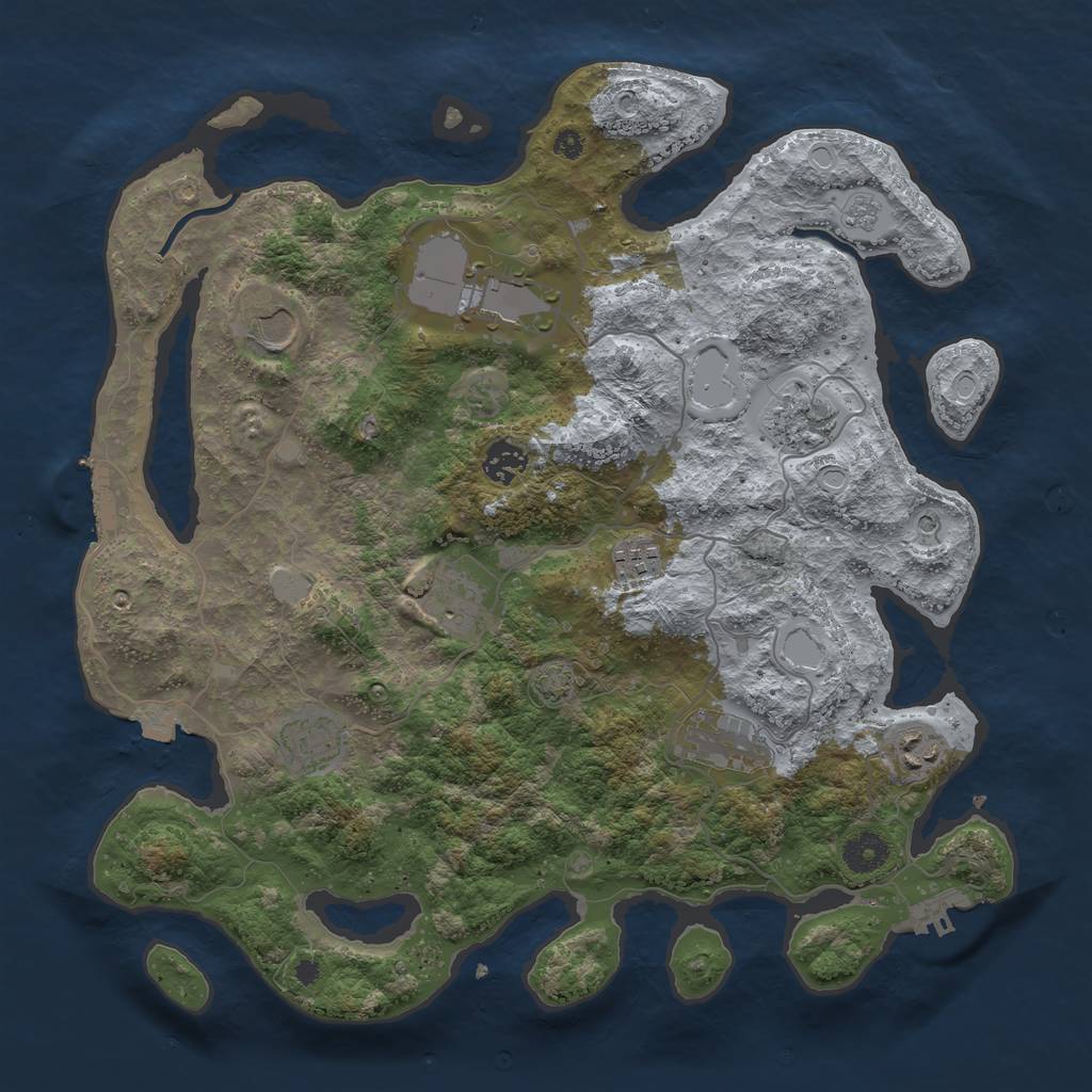 Rust Map: Procedural Map, Size: 3800, Seed: 2111168, 17 Monuments
