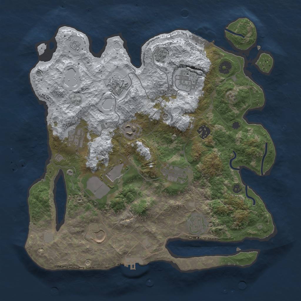 Rust Map: Procedural Map, Size: 3500, Seed: 1359718120, 19 Monuments