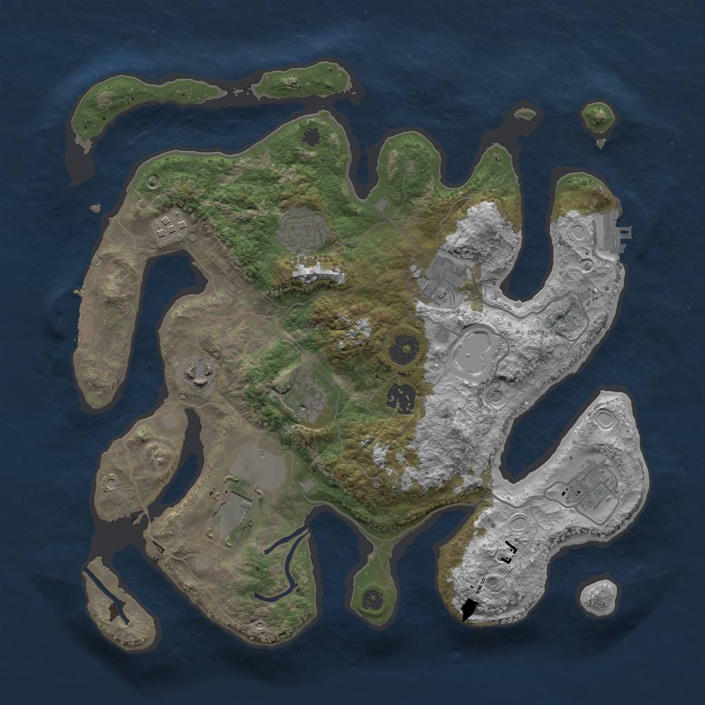 Rust Map: Procedural Map, Size: 3500, Seed: 516413148, 16 Monuments