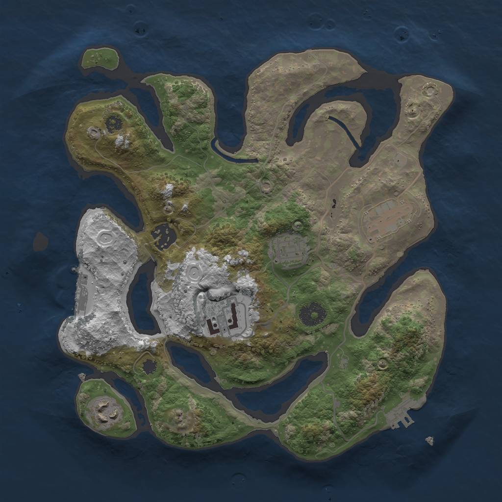 Rust Map: Procedural Map, Size: 3000, Seed: 1207041715, 12 Monuments