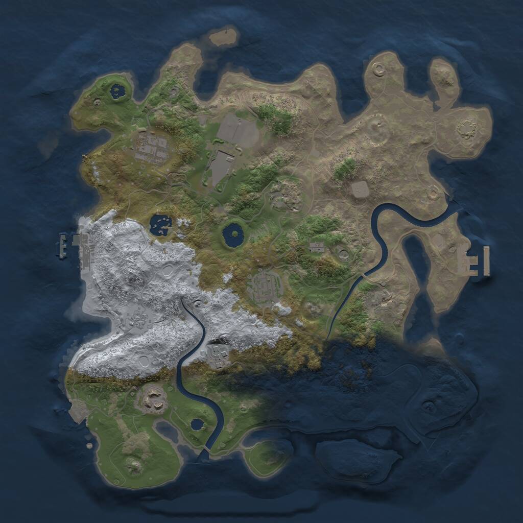 Rust Map: Procedural Map, Size: 3500, Seed: 535338026, 13 Monuments