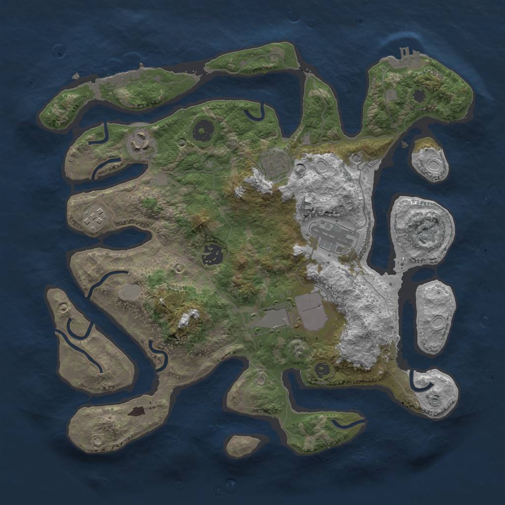 Rust Map: Procedural Map, Size: 3500, Seed: 1112224, 14 Monuments