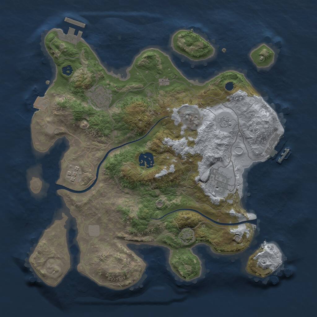 Rust Map: Procedural Map, Size: 3000, Seed: 1841414811, 9 Monuments