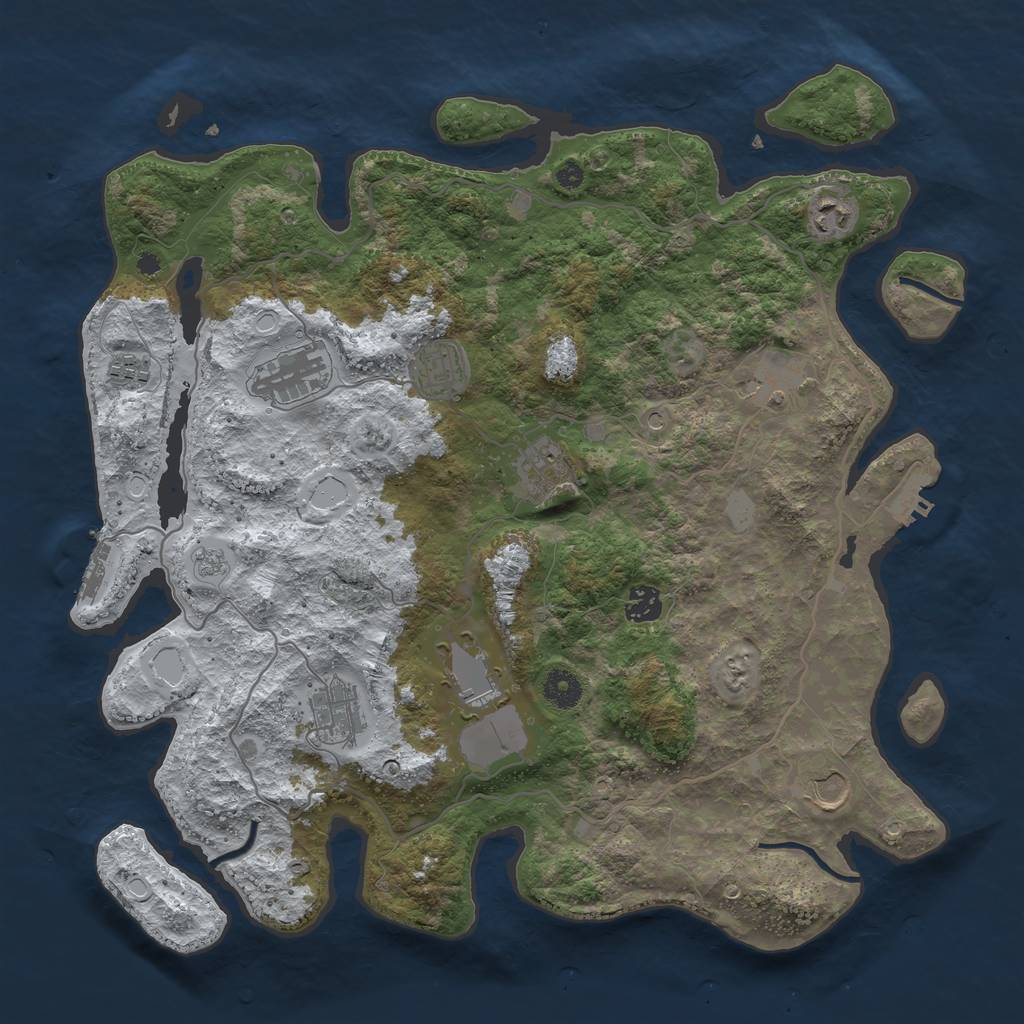 Rust Map: Procedural Map, Size: 4000, Seed: 9516, 19 Monuments