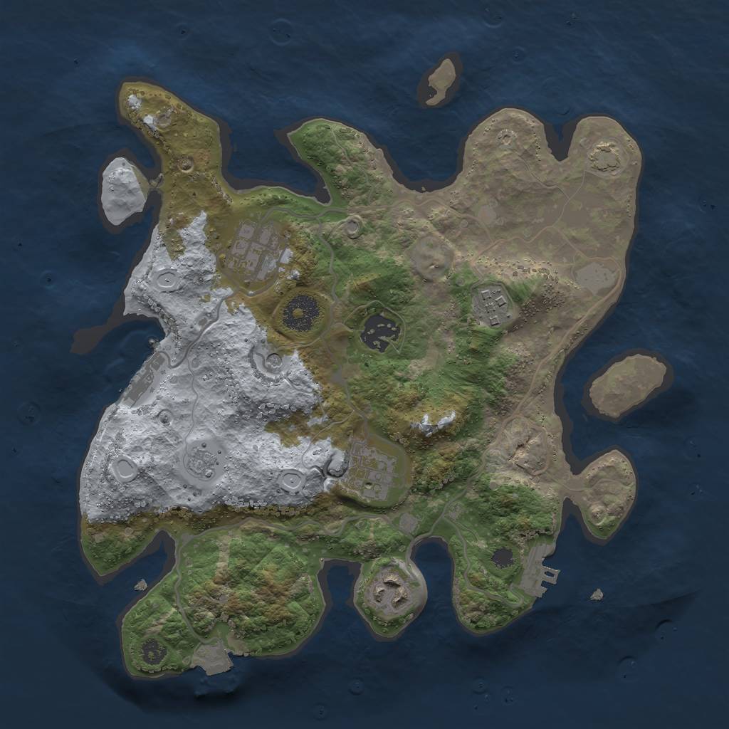 Rust Map: Procedural Map, Size: 3000, Seed: 831494, 13 Monuments