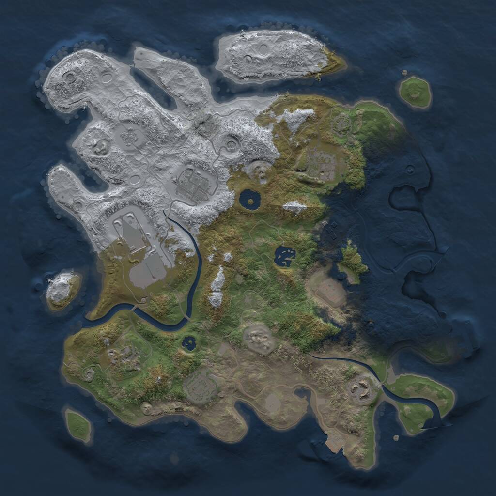 Rust Map: Procedural Map, Size: 3500, Seed: 6512, 14 Monuments
