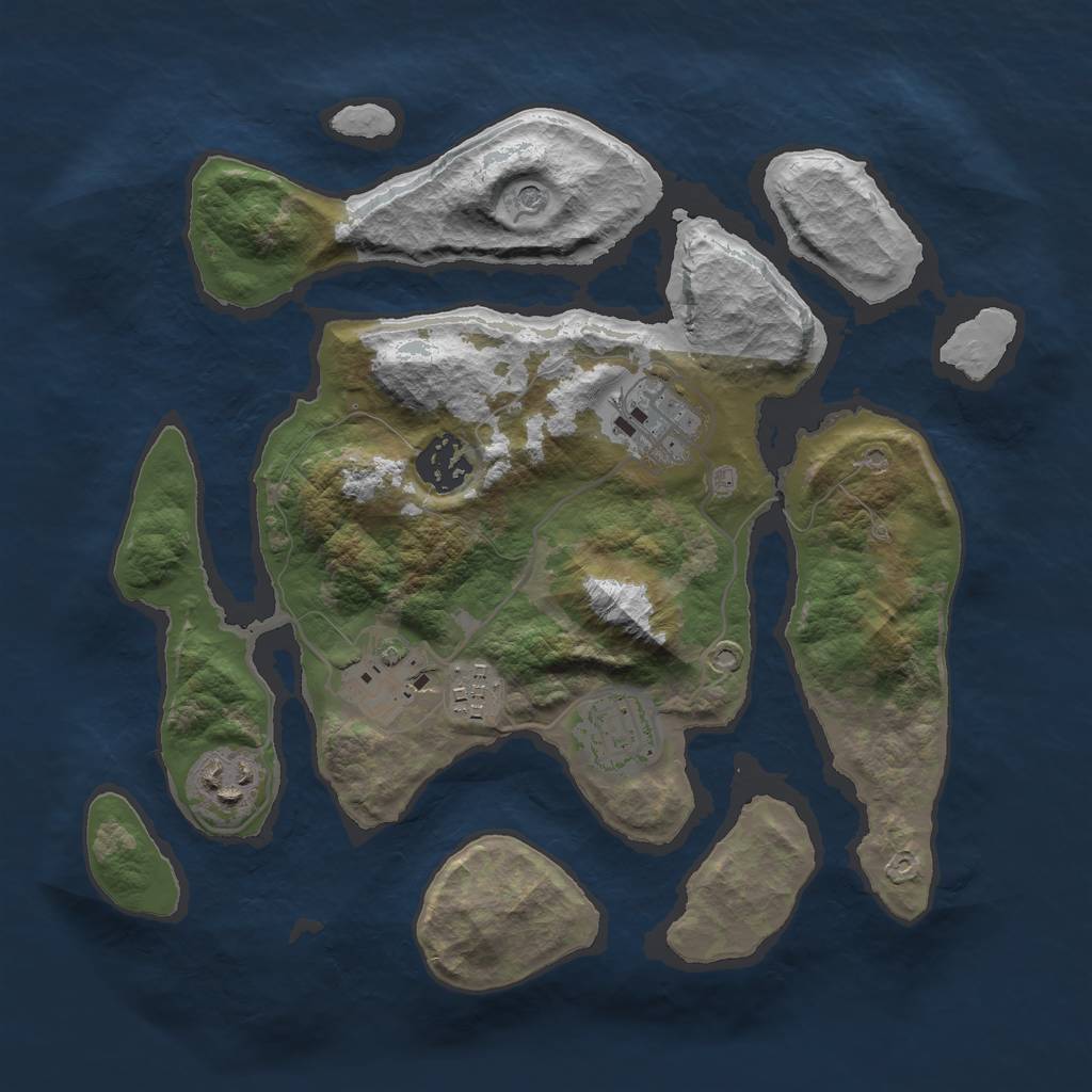 Rust Map: Barren, Size: 3000, Seed: 235746, 9 Monuments