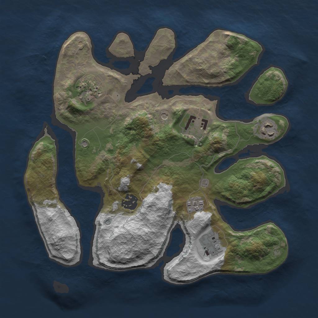 Rust Map: Barren, Size: 3000, Seed: 455620, 9 Monuments