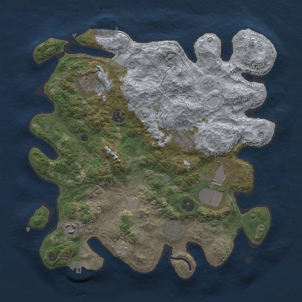 Rust Map: Procedural Map, Size: 3500, Seed: 487258978, 14 Monuments