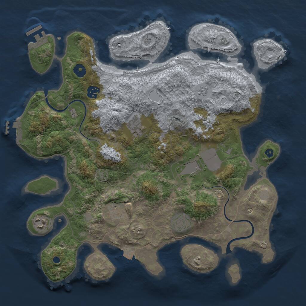 Rust Map: Procedural Map, Size: 3600, Seed: 80319723, 12 Monuments