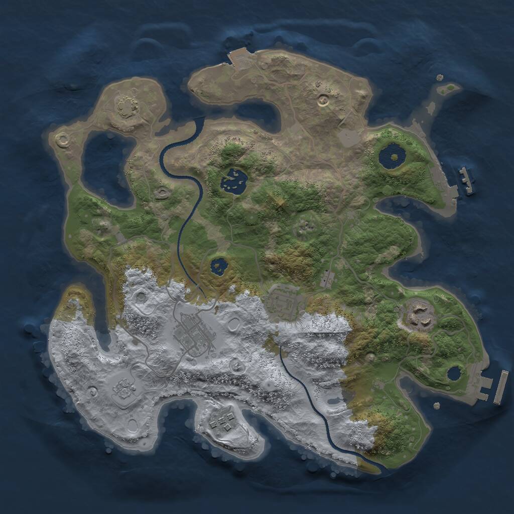 Rust Map: Procedural Map, Size: 3000, Seed: 747317, 10 Monuments
