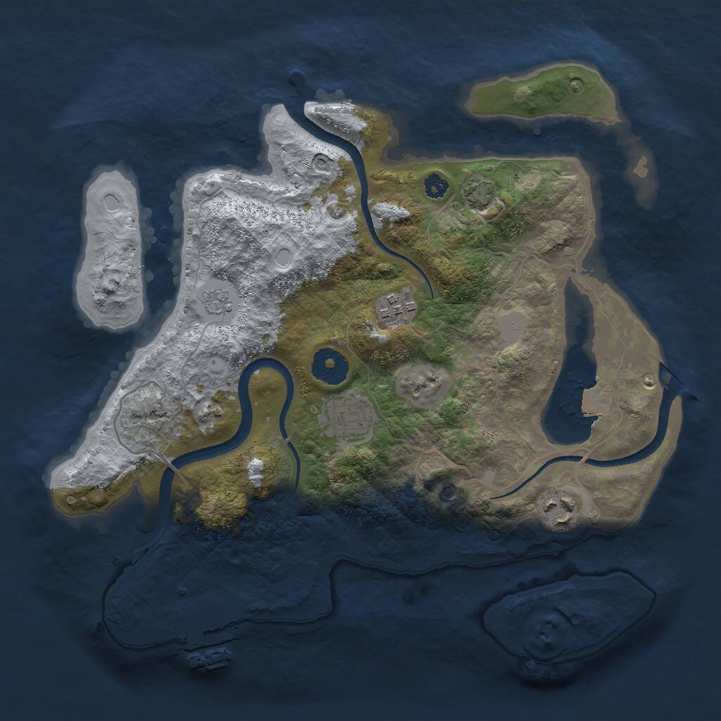 Rust Map: Procedural Map, Size: 3000, Seed: 1019105453, 8 Monuments