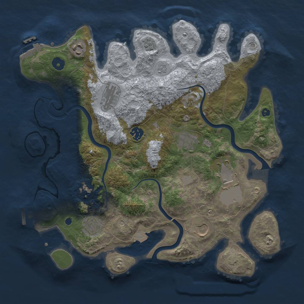 Rust Map: Procedural Map, Size: 3600, Seed: 65627887, 14 Monuments