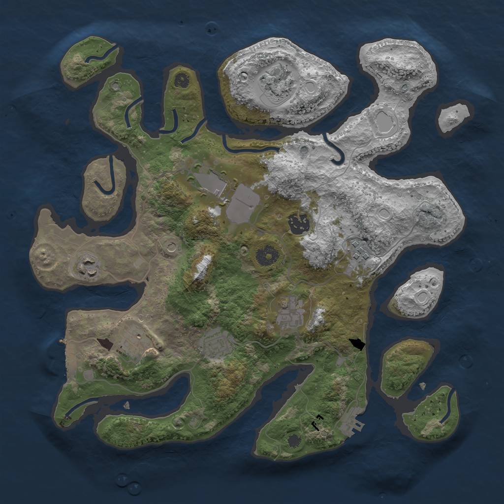 Rust Map: Procedural Map, Size: 3500, Seed: 36138, 16 Monuments