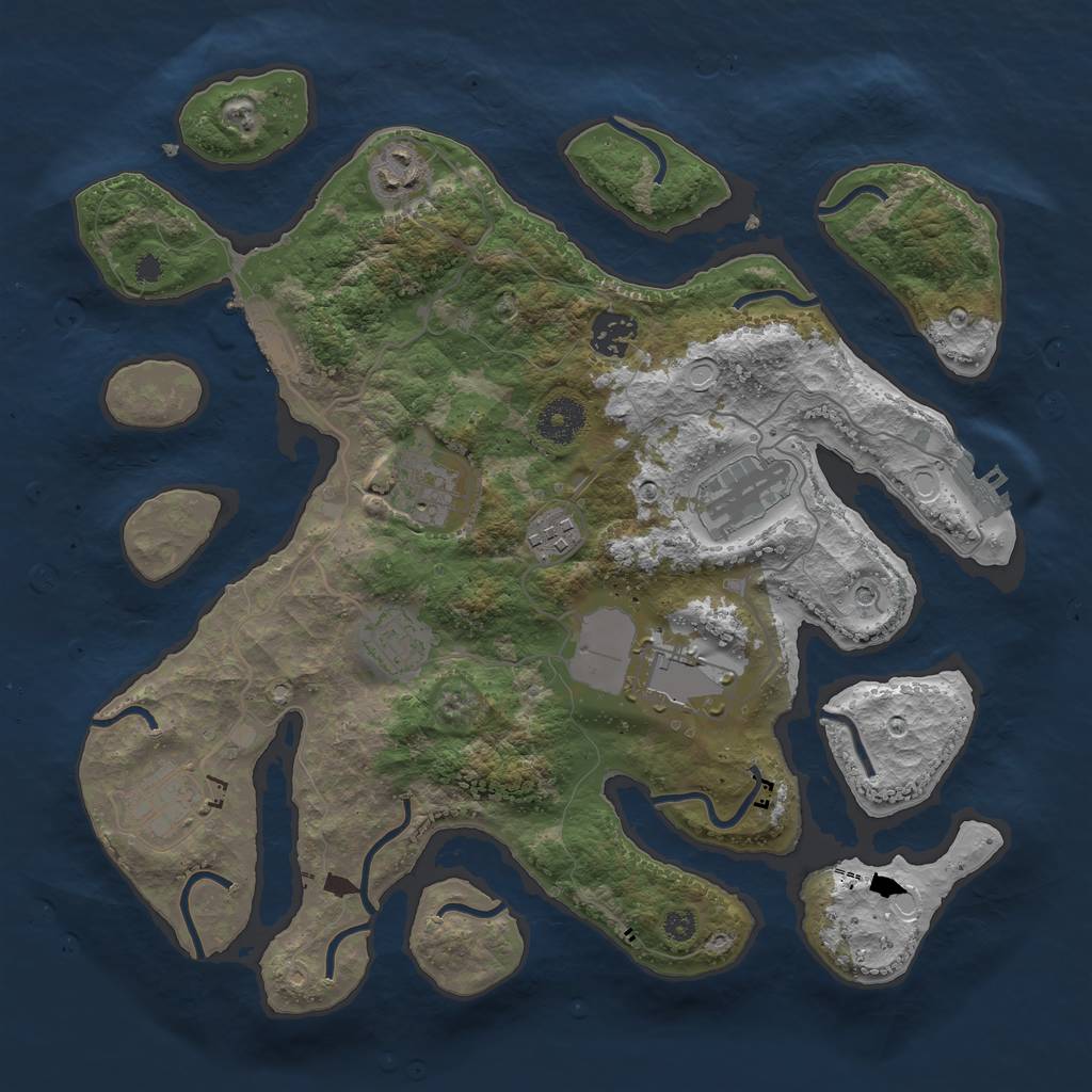 Rust Map: Procedural Map, Size: 3500, Seed: 93856, 19 Monuments