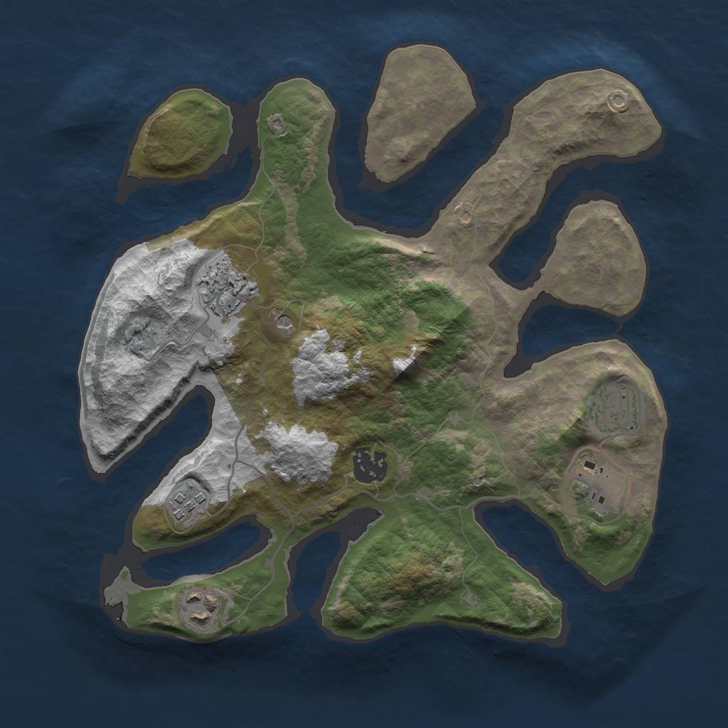 Rust Map: Barren, Size: 3000, Seed: 158819, 9 Monuments
