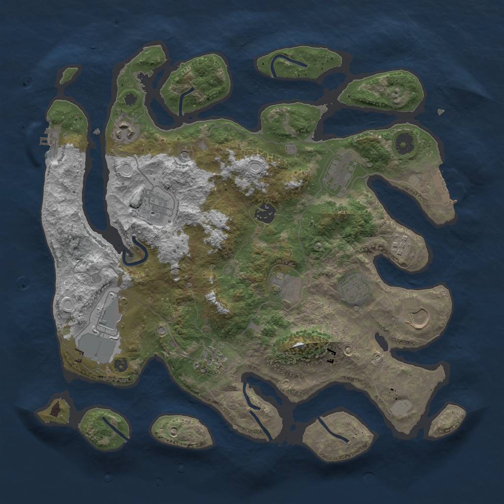 Rust Map: Procedural Map, Size: 3750, Seed: 1738783917, 18 Monuments