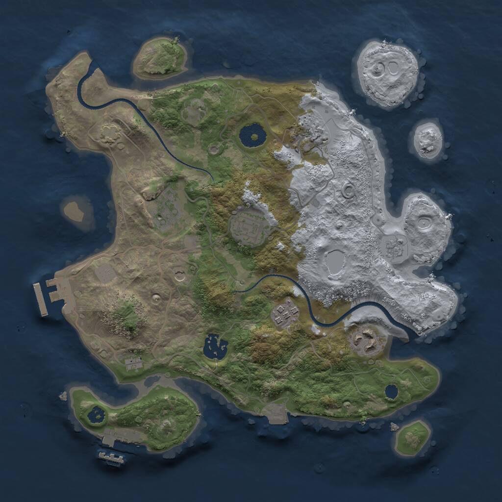 Rust Map: Procedural Map, Size: 3000, Seed: 2383643, 12 Monuments