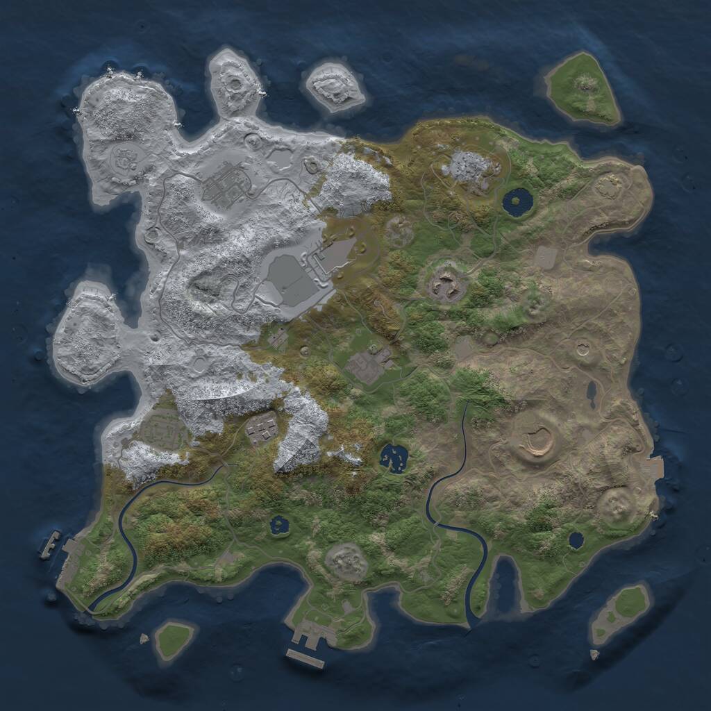 Rust Map: Procedural Map, Size: 3700, Seed: 2232769, 15 Monuments