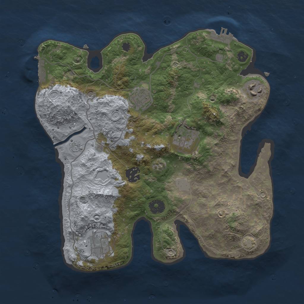 Rust Map: Procedural Map, Size: 3000, Seed: 545310355, 12 Monuments