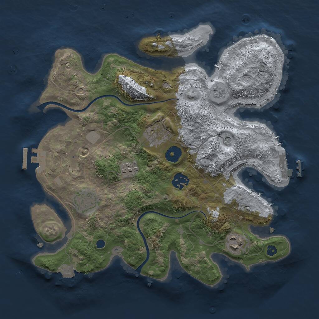 Rust Map: Procedural Map, Size: 3000, Seed: 2072282596, 10 Monuments