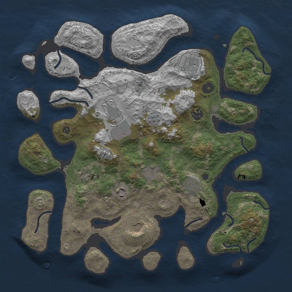 Rust Map: Procedural Map, Size: 3800, Seed: 47009187, 15 Monuments
