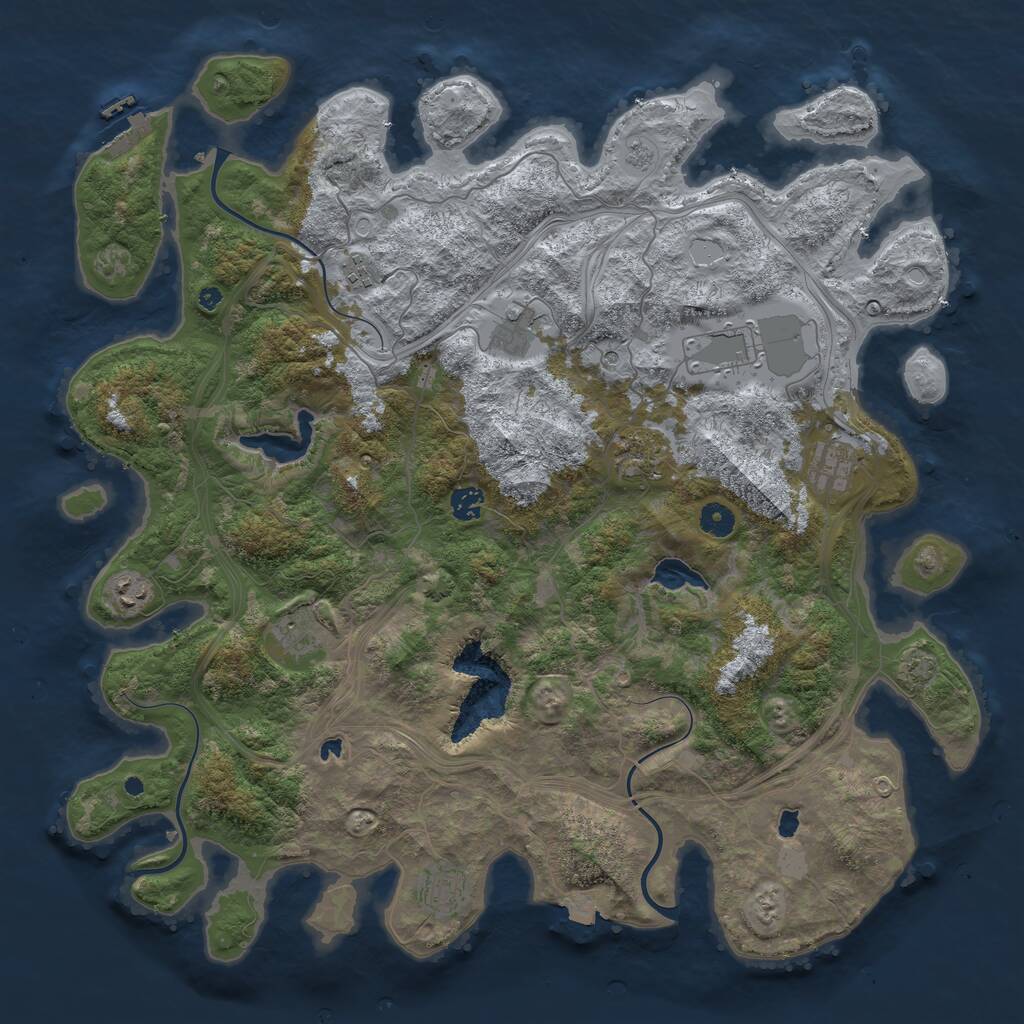 Rust Map: Procedural Map, Size: 4500, Seed: 1307270592, 14 Monuments