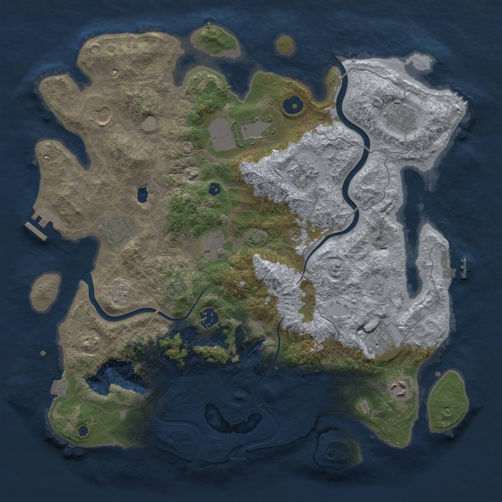 Rust Map: Procedural Map, Size: 4000, Seed: 134157, 16 Monuments
