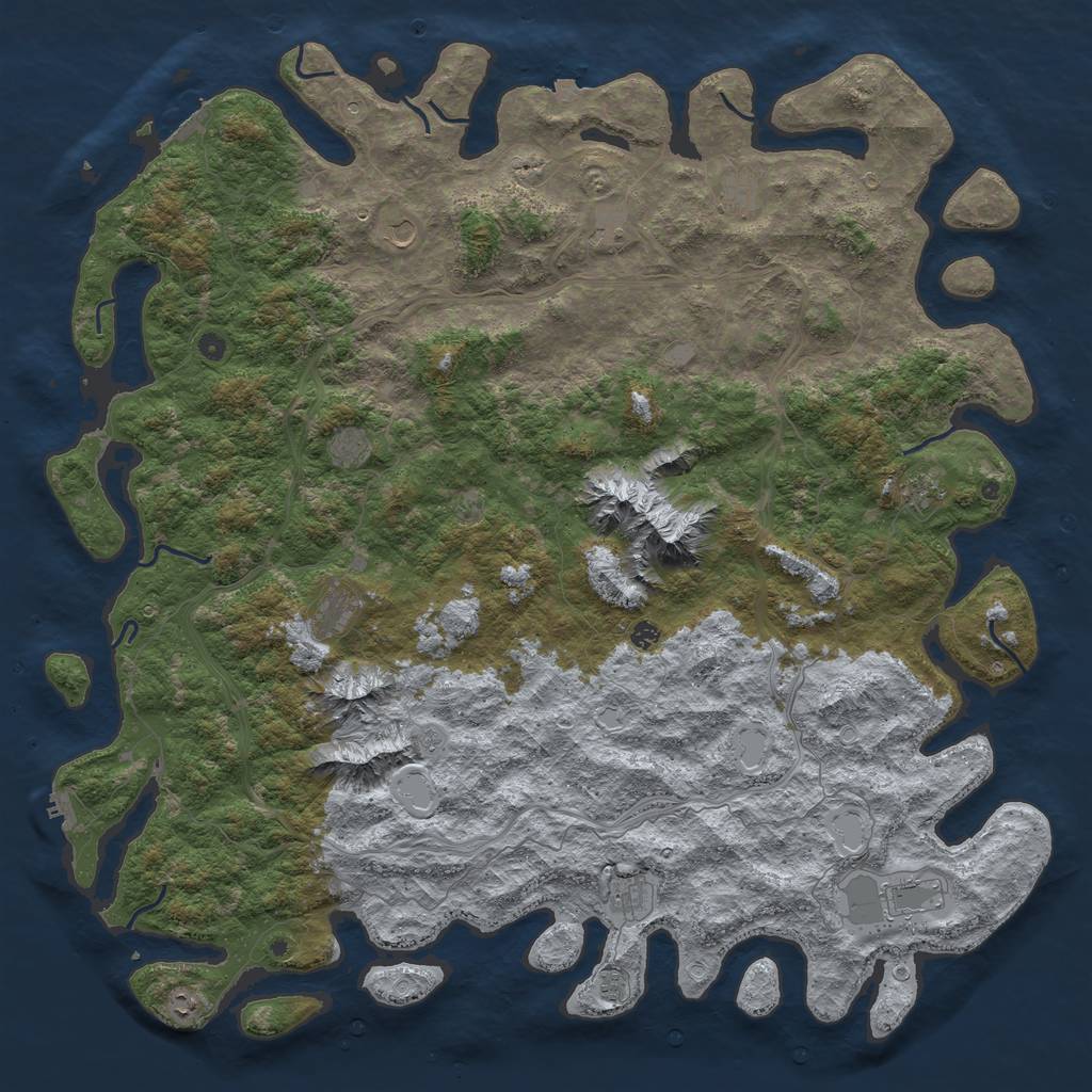 Rust Map: Procedural Map, Size: 6000, Seed: 3141, 19 Monuments