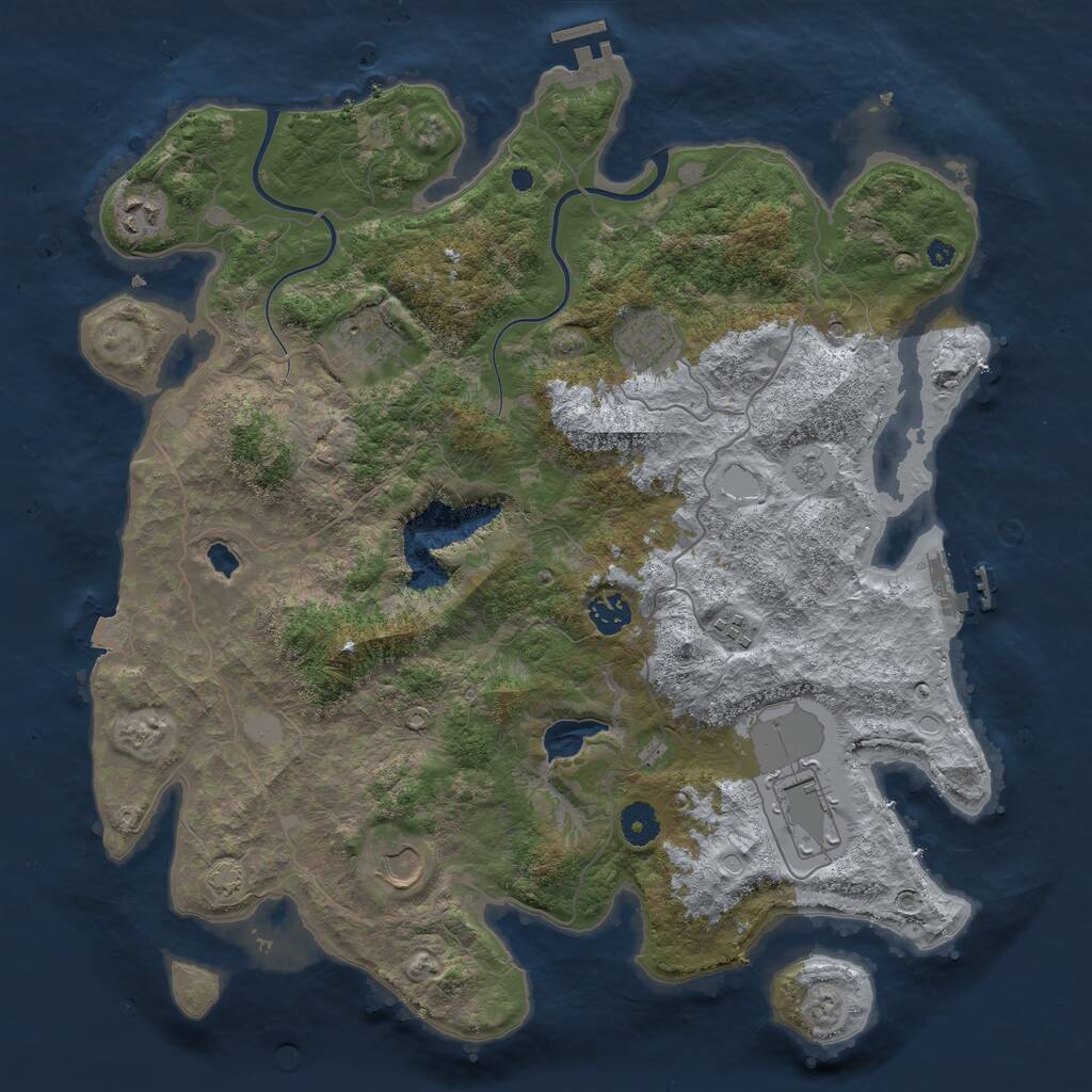 Rust Map: Procedural Map, Size: 4000, Seed: 1132901370, 13 Monuments