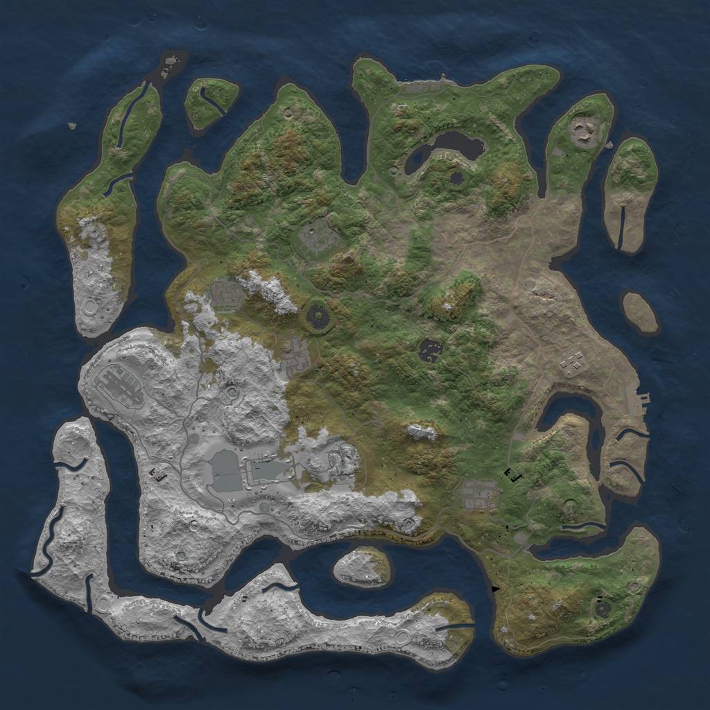 Rust Map: Procedural Map, Size: 4500, Seed: 1953420, 18 Monuments