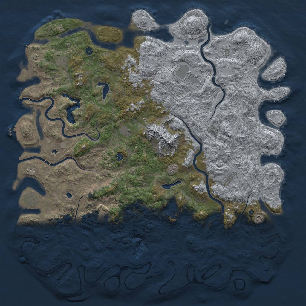 Rust Map: Procedural Map, Size: 6000, Seed: 885530389, 16 Monuments