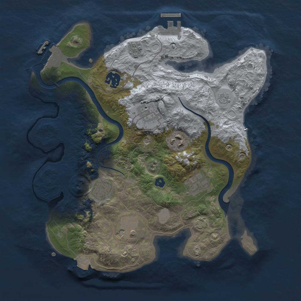 Rust Map: Procedural Map, Size: 3000, Seed: 2423427, 13 Monuments