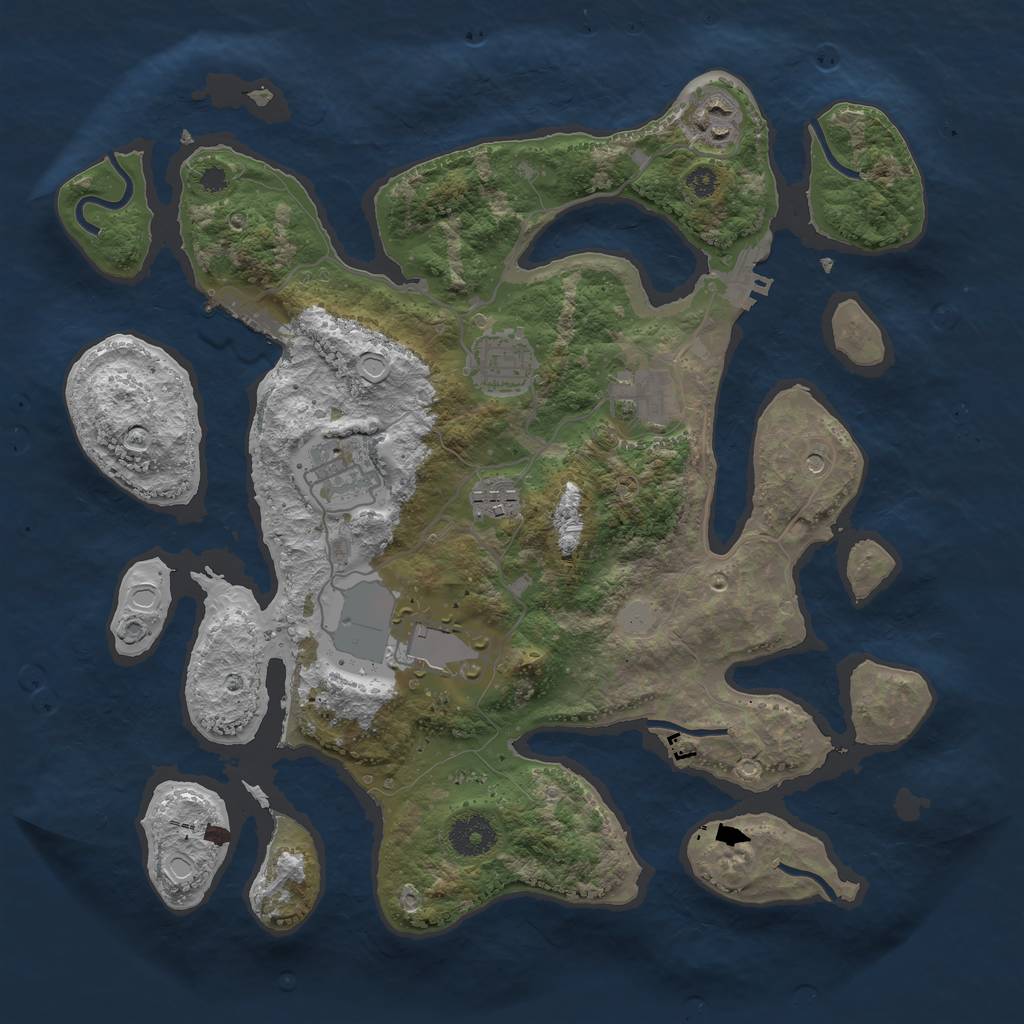 Rust Map: Procedural Map, Size: 3500, Seed: 1362933597, 14 Monuments