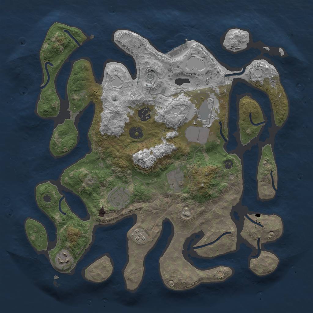 Rust Map: Procedural Map, Size: 3500, Seed: 2095, 13 Monuments