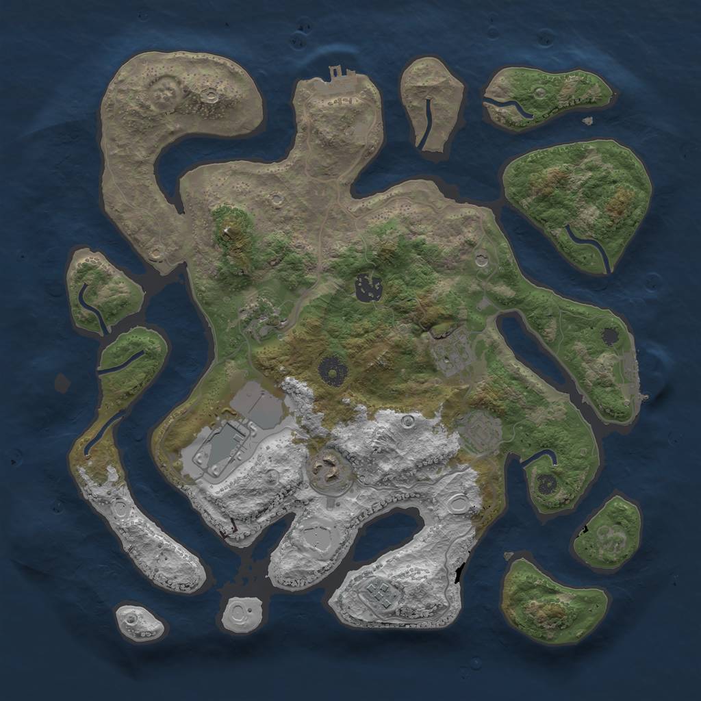 Rust Map: Procedural Map, Size: 3600, Seed: 22908, 18 Monuments