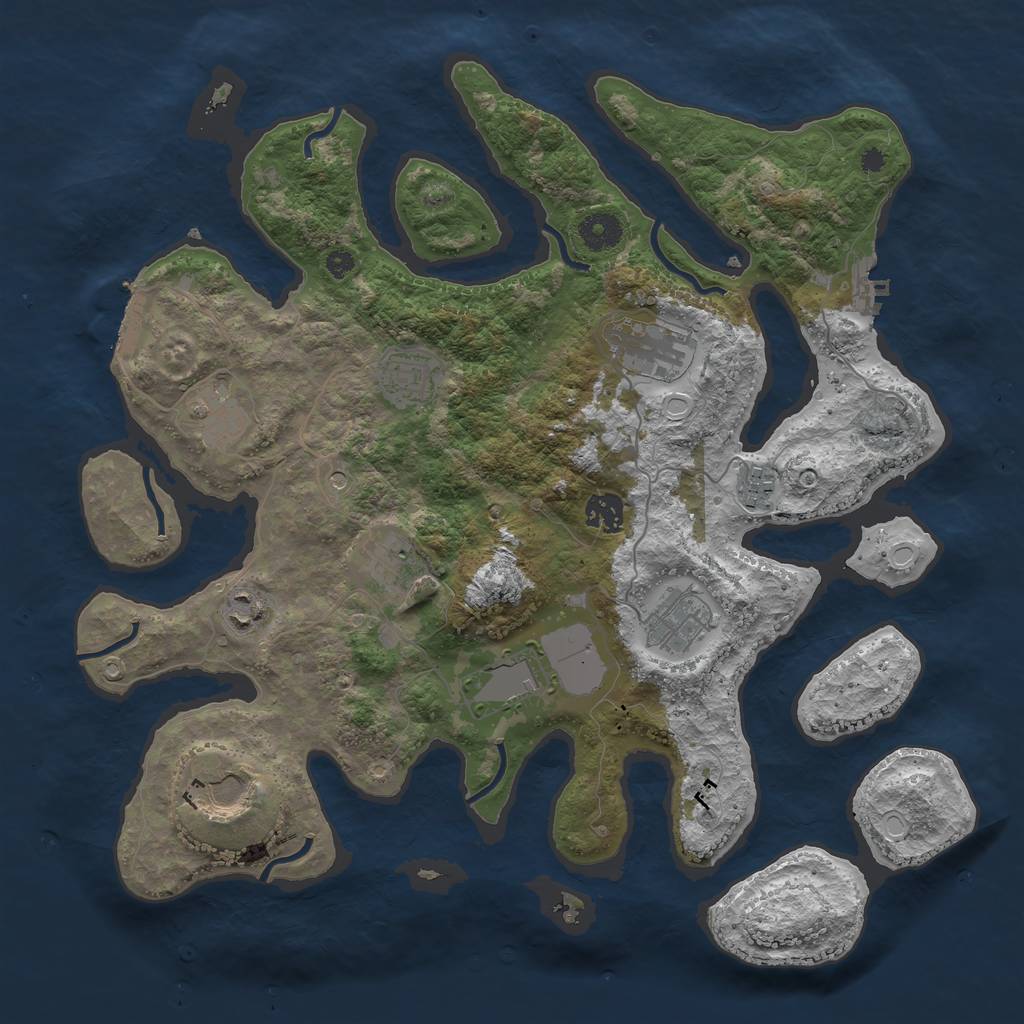 Rust Map: Procedural Map, Size: 3800, Seed: 12908, 18 Monuments