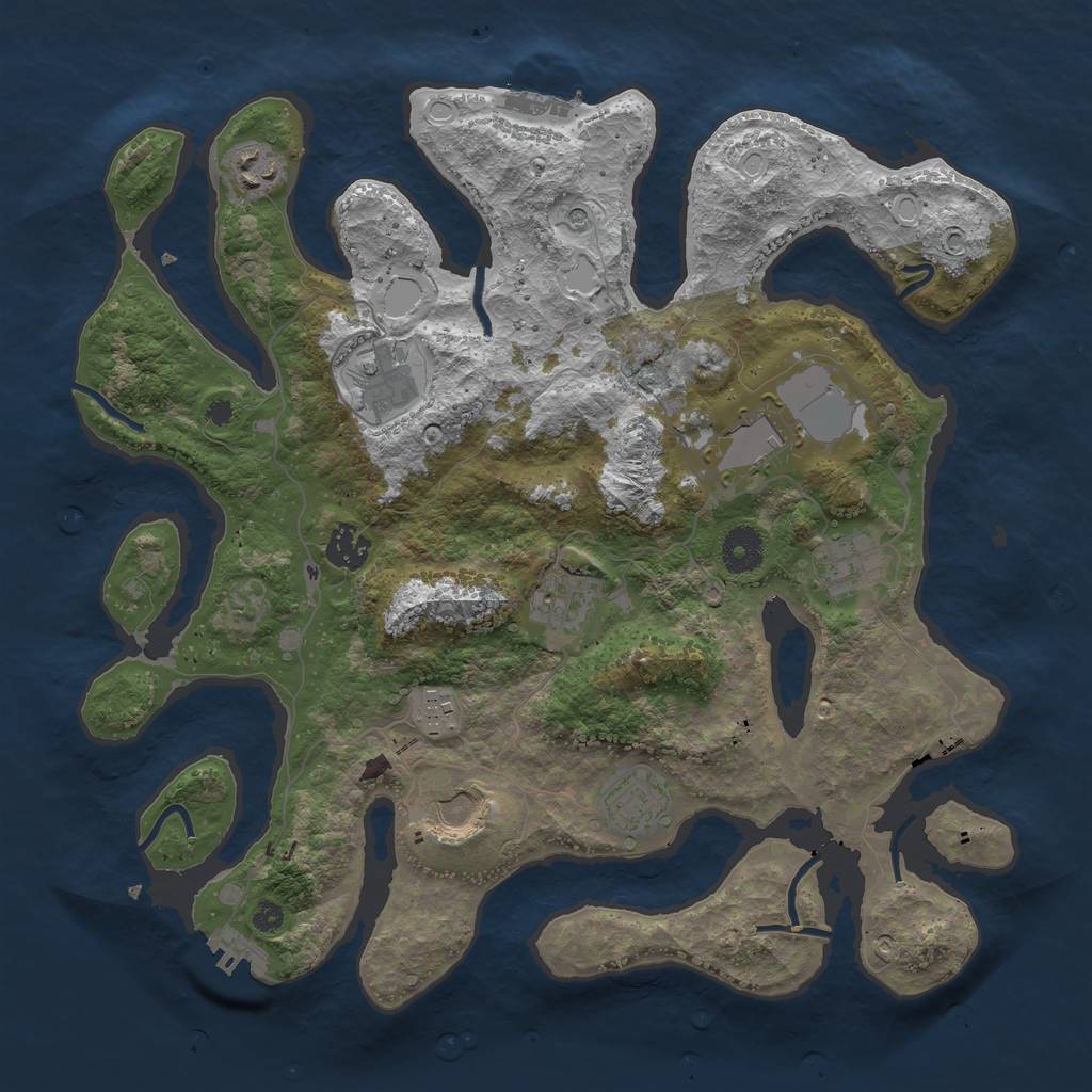 Rust Map: Procedural Map, Size: 3700, Seed: 42908, 17 Monuments