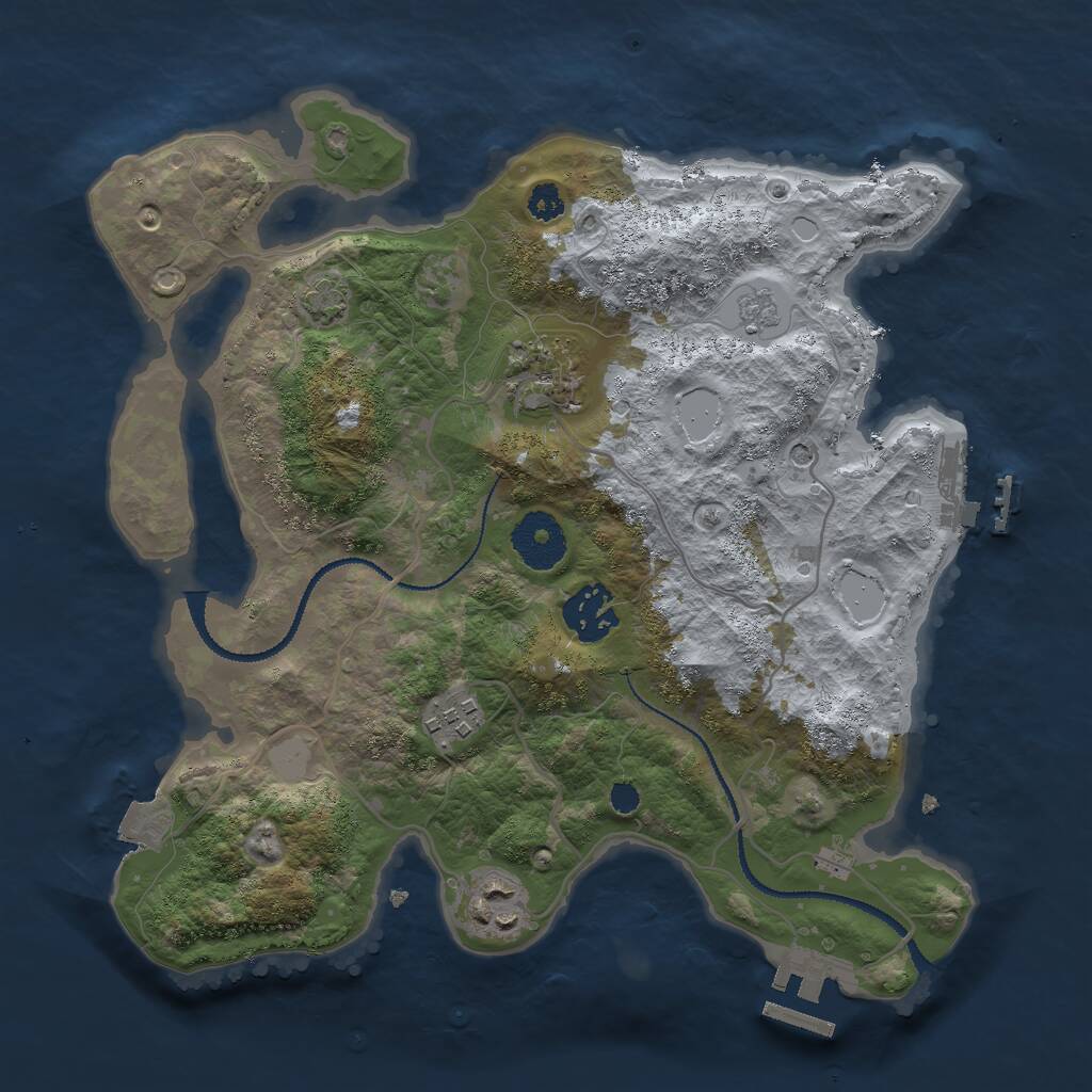 Rust Map: Procedural Map, Size: 3000, Seed: 689098445, 10 Monuments
