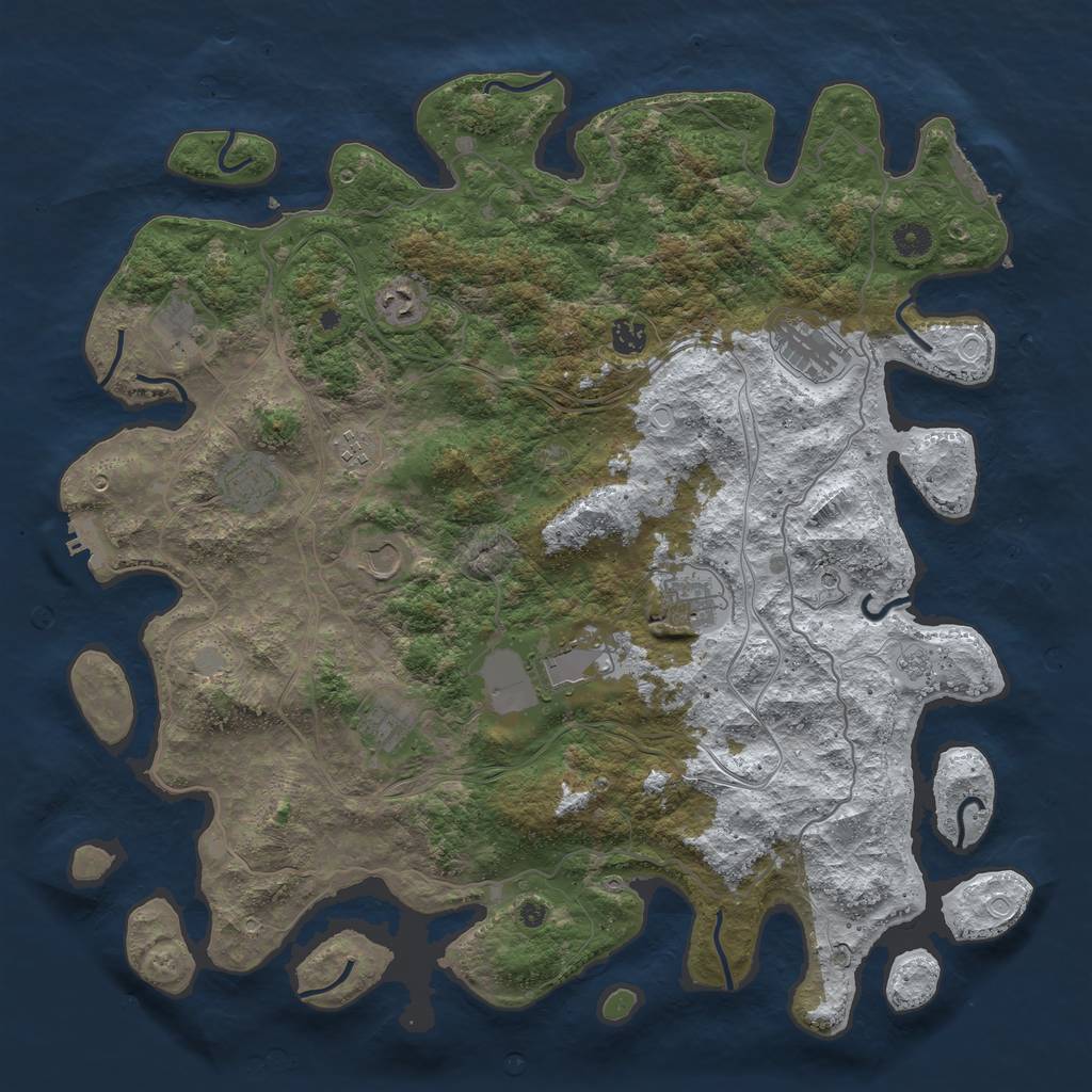 Rust Map: Procedural Map, Size: 4500, Seed: 464335231, 19 Monuments