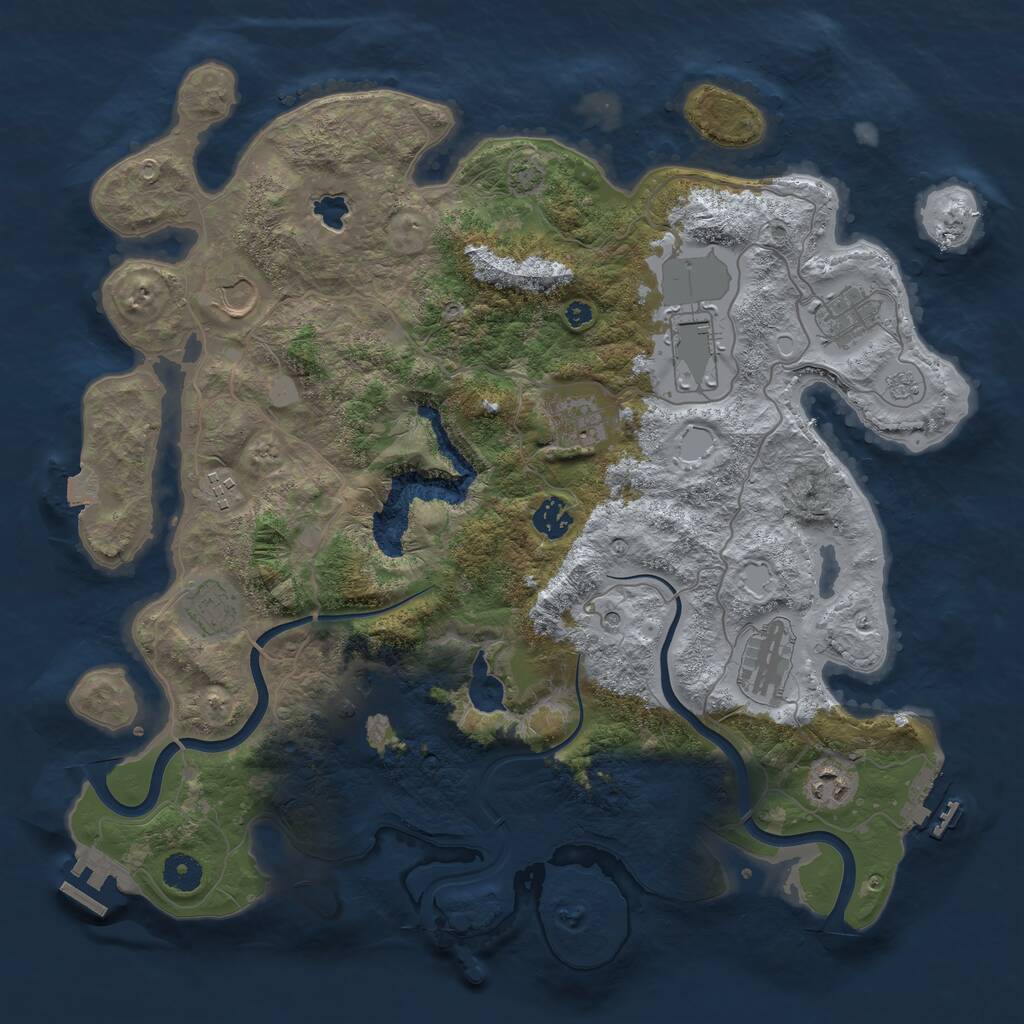 Rust Map: Procedural Map, Size: 4000, Seed: 69691, 16 Monuments