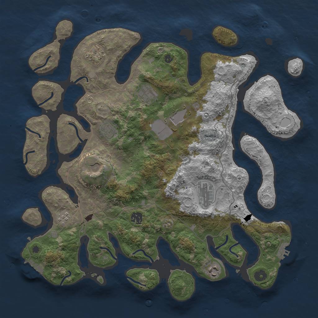 Rust Map: Procedural Map, Size: 4000, Seed: 69691, 20 Monuments