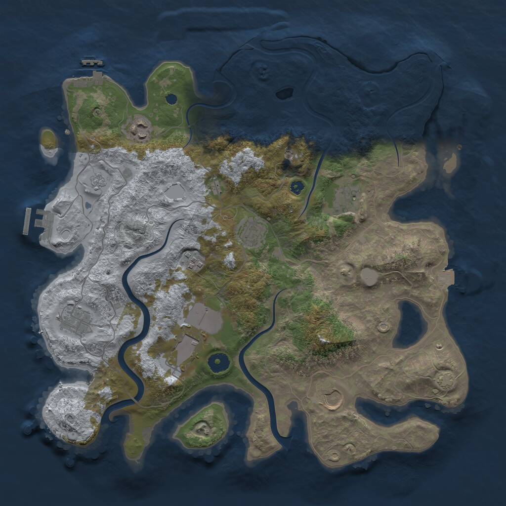 Rust Map: Procedural Map, Size: 3750, Seed: 793745, 13 Monuments