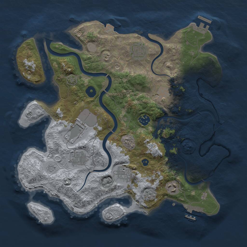 Rust Map: Procedural Map, Size: 3500, Seed: 20210829, 14 Monuments