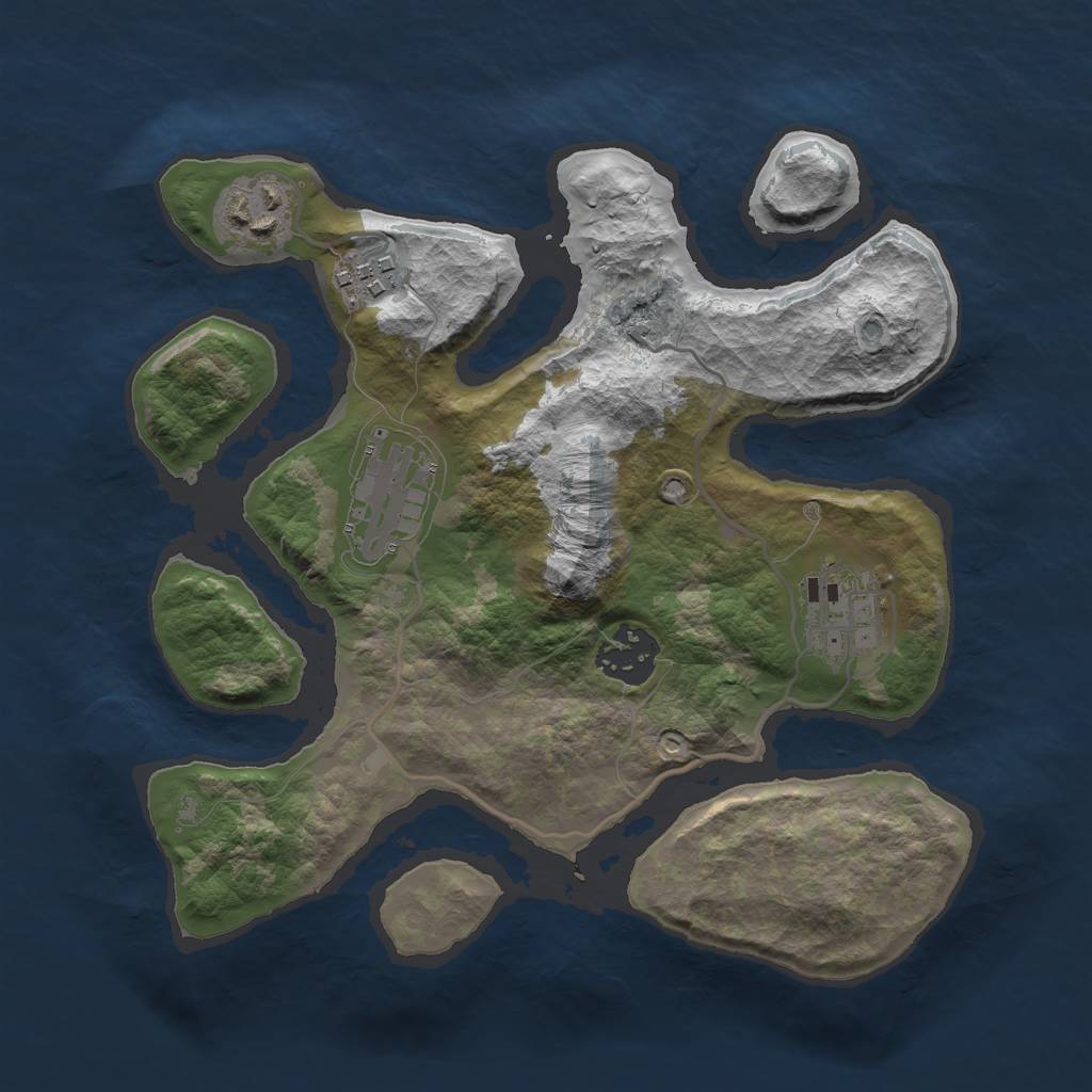 Rust Map: Barren, Size: 2750, Seed: 13825, 7 Monuments