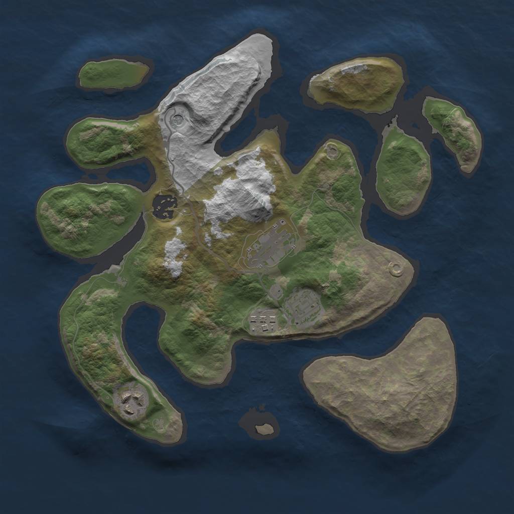 Rust Map: Barren, Size: 3000, Seed: 1238087368, 8 Monuments