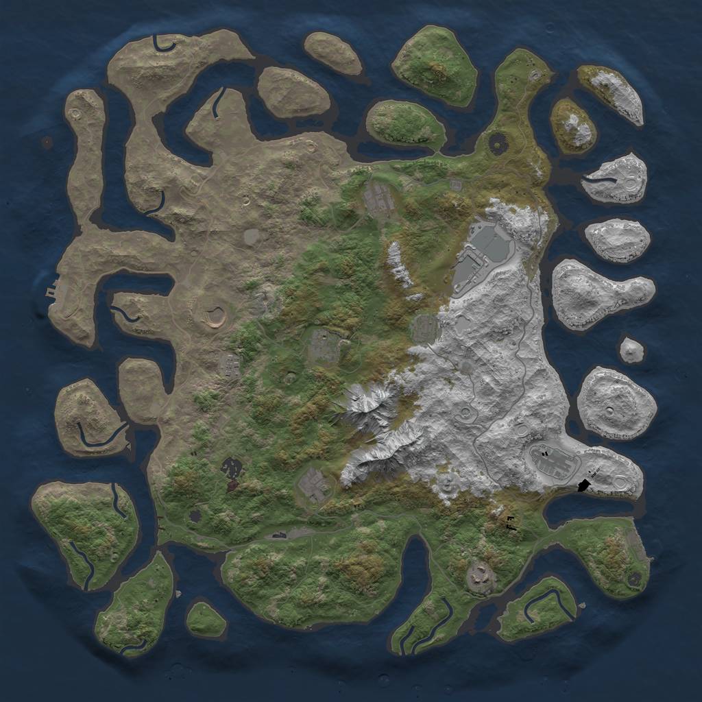 Rust Map: Procedural Map, Size: 5000, Seed: 1595349903, 18 Monuments