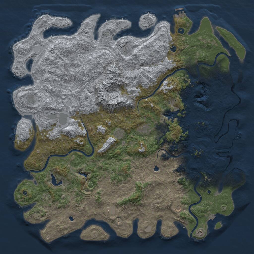 Rust Map: Procedural Map, Size: 6000, Seed: 6008, 17 Monuments