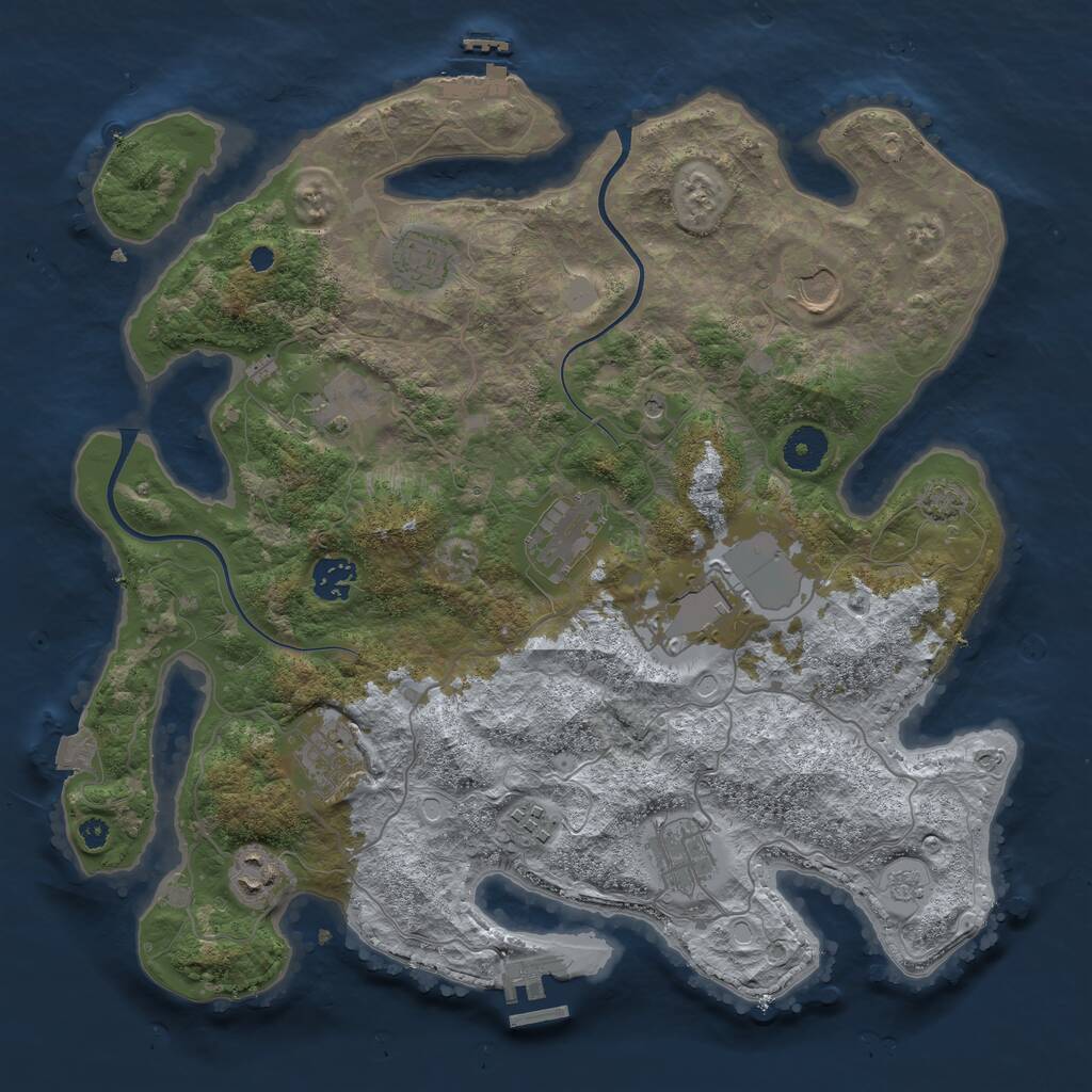 Rust Map: Procedural Map, Size: 3700, Seed: 390924231, 16 Monuments